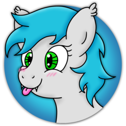 Size: 1250x1250 | Tagged: safe, artist:deltaryz, oc, oc only, oc:sister note, bat pony, pony, :p, avatar, blushing, commission, cute, female, profile picture, simple background, solo, tongue out, transparent background