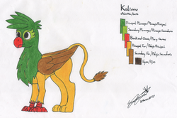 Size: 3055x2028 | Tagged: safe, artist:summerium, oc, oc only, oc:kalimu, griffon, high res, male, reference sheet, solo, spanish, traditional art