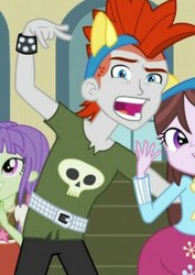 Size: 310x437 | Tagged: safe, screencap, crimson napalm, starlight, velvet sky, equestria girls, g4, my little pony equestria girls: friendship games, background human, devil horn (gesture), faic, pony ears, right there in front of me, skull