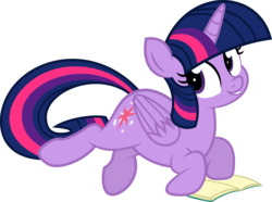 Size: 4500x3344 | Tagged: safe, artist:slb94, artist:yoditax, twilight sparkle, alicorn, pony, g4, book, cute, female, high res, looking at you, mare, reading, simple background, solo, transparent background, twiabetes, twilight sparkle (alicorn), vector