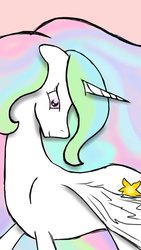 Size: 400x711 | Tagged: safe, artist:cupcakeseclipsed, princess celestia, alicorn, pony, g4, female, floppy ears, simple background, solo, spread wings