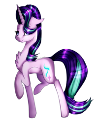 Size: 813x1041 | Tagged: safe, artist:symphstudio, starlight glimmer, pony, g4, chest fluff, female, looking at you, raised hoof, simple background, smiling, solo, transparent background