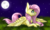 Size: 646x383 | Tagged: safe, artist:tiasophia12, fluttershy, pony, g4, collaboration, female, full moon, moon, night, prone, solo