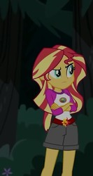 Size: 256x480 | Tagged: safe, screencap, sunset shimmer, equestria girls, g4, my little pony equestria girls: legend of everfree, camp everfree outfits, clothes, crossed arms, female, shorts, solo
