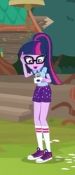Size: 173x404 | Tagged: safe, screencap, sci-twi, twilight sparkle, equestria girls, g4, my little pony equestria girls: legend of everfree, camp everfree outfits, clothes, converse, female, glasses, shoes, shorts, sneakers, socks, solo