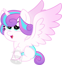Size: 666x700 | Tagged: safe, artist:tambelon, princess flurry heart, alicorn, pony, g4, baby, cute, diaper, female, filly, flurrybetes, simple background, solo, transparent background, watermark