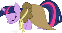 Size: 1457x777 | Tagged: safe, artist:clover-the-clever, clover the clever, twilight sparkle, pony, unicorn, g4, hearth's warming eve (episode), the return of harmony, cloak, clothes, crying, eyes closed, female, frown, heartbreak, mare, sad, simple background, solo, transparent background, vector