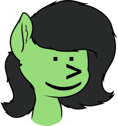 Size: 1268x1357 | Tagged: safe, artist:smoldix, oc, oc only, oc:filly anon, earth pony, pony, :^), bust, ear fluff, emoticon face, female, filly, portrait, simple background, solo, transparent background