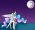 Size: 1400x1200 | Tagged: safe, artist:kawurin, princess celestia, alicorn, pony, g4, crying, female, mare in the moon, moon, night, raised hoof, sad, solo, spread wings, walking