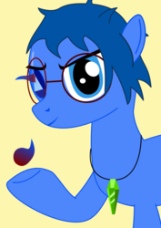 Size: 756x1069 | Tagged: safe, artist:frannis, oc, oc only, oc:sapphire star, gem, glasses, jewelry, necklace, solo