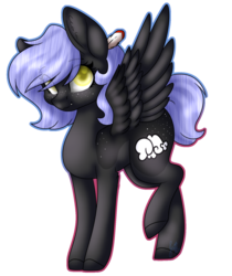 Size: 1024x1221 | Tagged: safe, artist:ohhoneybee, artist:wasatgemini, oc, oc only, oc:cloudy night, pegasus, pony, female, mare, raised leg, simple background, solo, spread wings, transparent background