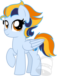 Size: 525x700 | Tagged: safe, artist:tambelon, oc, oc only, oc:seafire, pegasus, pony, female, filly, offspring, parent:soarin', parent:spitfire, parents:soarinfire, simple background, solo, transparent background, watermark