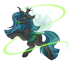 Size: 4723x4121 | Tagged: safe, artist:amazing-artsong, queen chrysalis, changeling, changeling queen, g4, absurd resolution, crown, female, green tongue, jewelry, magic, regalia, simple background, solo, tongue out, transparent background