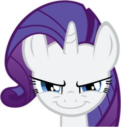 Size: 5075x5341 | Tagged: safe, artist:flutterguy317, part of a set, rarity, g4, .svg available, absurd resolution, close-up, evil smile, female, grin, simple background, smiling, solo, transparent background, vector