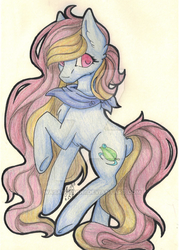 Size: 400x560 | Tagged: safe, artist:wasatgemini, oc, oc only, oc:waterspout, earth pony, pony, female, mare, solo, traditional art, watermark