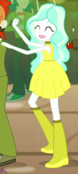 Size: 336x742 | Tagged: safe, screencap, captain planet, crimson napalm, paisley, equestria girls, equestria girls (movie), g4, boots, clothes, cropped, ear piercing, earring, eyes closed, fall formal outfits, high heel boots, jewelry, piercing, raised leg, shoes, sneakers, this is our big night