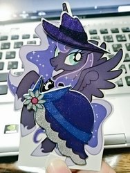 Size: 720x960 | Tagged: safe, artist:akainu_pony, princess luna, g4, clothes, craft, dress, irl, keyboard, papercraft, photo, solo