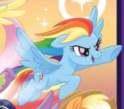 Size: 495x434 | Tagged: safe, screencap, rainbow dash, pegasus, pony, g4, my little pony: the movie, cropped, female, flying, needs more jpeg, smiling, wings