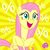 Size: 640x640 | Tagged: safe, fluttershy, g4, official, excited, female, happy, my little pony logo, percent, rarity tugs her mane, solo, translated in the description, tugging