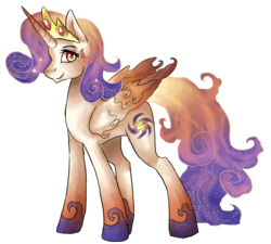 Size: 1130x1019 | Tagged: safe, artist:not-ordinary-pony, oc, oc only, oc:queen galaxia, alicorn, pony, alicorn oc, crown, female, gradient hooves, gradient mane, jewelry, looking at you, mare, regalia, simple background, smiling, solo, transparent background