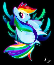Size: 800x967 | Tagged: safe, artist:ii-art, rainbow dash, seapony (g4), g4, my little pony: the movie, seaponified, seapony rainbow dash, seaweed, signature, smiling, species swap, watermark