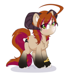 Size: 1600x1867 | Tagged: safe, artist:pvrii, oc, oc only, oc:kyanter, hybrid, pony, chest fluff, female, horn, looking at you, mare, ram, simple background, solo, transparent background