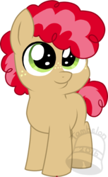Size: 429x700 | Tagged: safe, artist:tambelon, oc, oc only, oc:candy apple, earth pony, pony, colt, magical lesbian spawn, male, offspring, parent:babs seed, parent:twist, parents:babstwist, simple background, solo, transparent background, watermark