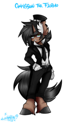 Size: 2000x3200 | Tagged: safe, artist:mimy92sonadow, oc, oc only, oc:classy tophat, unicorn, anthro, unguligrade anthro, clothes, ear fluff, glasses, gloves, hand in pocket, hat, high res, looking at you, male, simple background, solo, stallion, suit, top hat, transparent background, unshorn fetlocks
