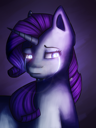 Size: 1500x2000 | Tagged: safe, artist:darkray777, rarity, pony, unicorn, g4, crying, female, glowing, glowing eyes, mare, sad, solo