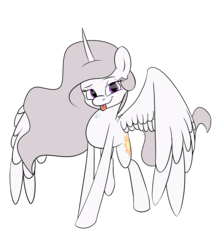 Size: 5300x6200 | Tagged: safe, artist:chibadeer, princess celestia, alicorn, pony, princess molestia, g4, absurd resolution, female, mare, simple background, solo, spread wings, tongue out, transparent background