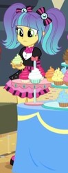 Size: 172x434 | Tagged: safe, screencap, pixel pizazz, equestria girls, g4, my little pony equestria girls: friendship games, cropped, cupcake, female, food, solo