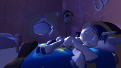 Size: 1920x1080 | Tagged: safe, shining armor, pony, unicorn, g4, 3d, bed, cute, male, night, shining adorable, sleeping, snoring, source filmmaker, stallion