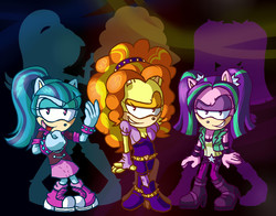 Size: 4381x3437 | Tagged: dead source, safe, artist:atomiclance, adagio dazzle, aria blaze, sonata dusk, anthro, plantigrade anthro, equestria girls, g4, my little pony equestria girls: rainbow rocks, high res, sonic the hedgehog (series), sonicified, the dazzlings