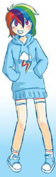 Size: 263x834 | Tagged: safe, artist:applestems, rainbow dash, human, g4, clothes, cropped, hoodie, humanized