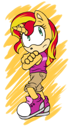 Size: 616x1052 | Tagged: dead source, safe, artist:atomiclance, sunset shimmer, anthro, plantigrade anthro, g4, female, simple background, solo, sonic the hedgehog (series), sonicified, transparent background