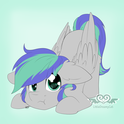 Size: 1024x1024 | Tagged: safe, artist:lionbun, oc, oc only, oc:storm feather, cute, face down ass up, heart eyes, wingding eyes