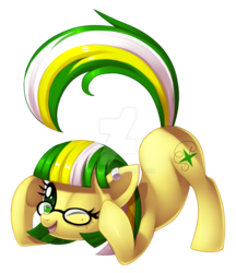 Size: 1024x1185 | Tagged: safe, artist:centchi, oc, oc only, oc:star stitcher, earth pony, pony, female, glasses, mare, one eye closed, simple background, solo, transparent background, watermark, wink
