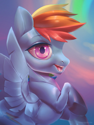 Size: 600x800 | Tagged: safe, artist:honeyapplecake, rainbow dash, pegasus, pony, g4, cutie mark, female, mare, open mouth, solo, spread wings, wings