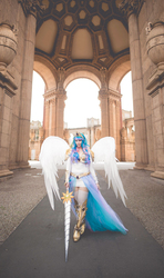 Size: 1216x2048 | Tagged: safe, artist:annalynncosplay, princess celestia, human, g4, clothes, cosplay, costume, crown, female, irl, irl human, jewelry, photo, regalia, solo, winged humanization, wings