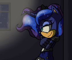 Size: 3929x3277 | Tagged: dead source, safe, artist:atomiclance, princess luna, anthro, g4, female, high res, solo, sonic the hedgehog (series), sonicified