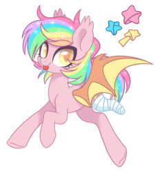 Size: 2205x2409 | Tagged: safe, artist:hawthornss, oc, oc only, oc:paper stars, bat pony, pony, amputee, cute, cute little fangs, ear fluff, fangs, female, high res, looking at you, mare, simple background, tongue out, transparent background, underhoof