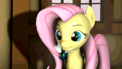Size: 768x432 | Tagged: safe, artist:blueblaze95, fluttershy, parasprite, pegasus, pony, g4, 3d, animated, eating, eyes on the prize, female, fetish, flutterpred, gif, licking, licking lips, lidded eyes, looking at you, mare, predation, puffy cheeks, smiling, smirk, source filmmaker, swallowing, throat bulge, tongue out, vore, youtube link
