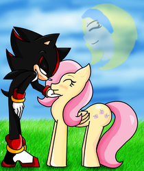 Size: 1640x1956 | Tagged: safe, artist:soul-yagami64, fluttershy, g4, crossover, male, maria robotnik, shadow the hedgehog, sonic the hedgehog, sonic the hedgehog (series)