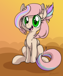 Size: 750x900 | Tagged: safe, artist:tehflah, oc, oc only, oc:sweet skies, pegasus, pony, ear fluff, open mouth, sitting, smiling, solo