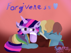 Size: 1024x768 | Tagged: safe, artist:crystalpastelkitty, rainbow dash, twilight sparkle, alicorn, pony, the count of monte rainbow, g4, alternate hairstyle, edmond dantes, female, forgiveness, heart, lesbian, mondego, monsparkle, pale, rainbow dantes, ship:twidash, shipping, snuggling, the count of monte cristo, twilight sparkle (alicorn)