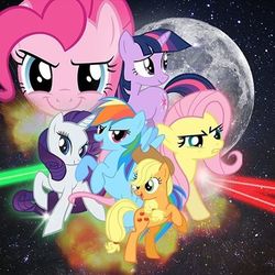 Size: 480x480 | Tagged: safe, applejack, fluttershy, pinkie pie, rainbow dash, rarity, twilight sparkle, g4, official, mane six, movie reference, reference, star wars, star wars: a new hope