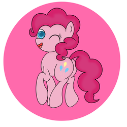 Size: 1024x1024 | Tagged: safe, artist:siropony, pinkie pie, earth pony, pony, g4, abstract background, butt, female, looking back, one eye closed, plot, solo, wink