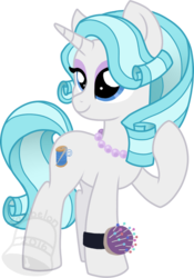 Size: 490x700 | Tagged: safe, artist:tambelon, oc, oc only, oc:chiffon lace, pony, unicorn, female, jewelry, magical lesbian spawn, mare, necklace, offspring, parent:coco pommel, parent:rarity, parents:marshmallow coco, simple background, solo, transparent background, watermark