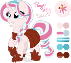 Size: 791x700 | Tagged: safe, artist:tambelon, oc, oc only, oc:pongo lilly, pony, unicorn, clothes, female, mare, reference sheet, solo, watermark