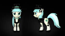 Size: 1280x720 | Tagged: safe, artist:mlp-ez2ciamaprincess, oc, oc only, earth pony, pony, 3d, clothes, female, hat, jewelry, mare, necklace, not coco, pearl necklace, solo, top hat